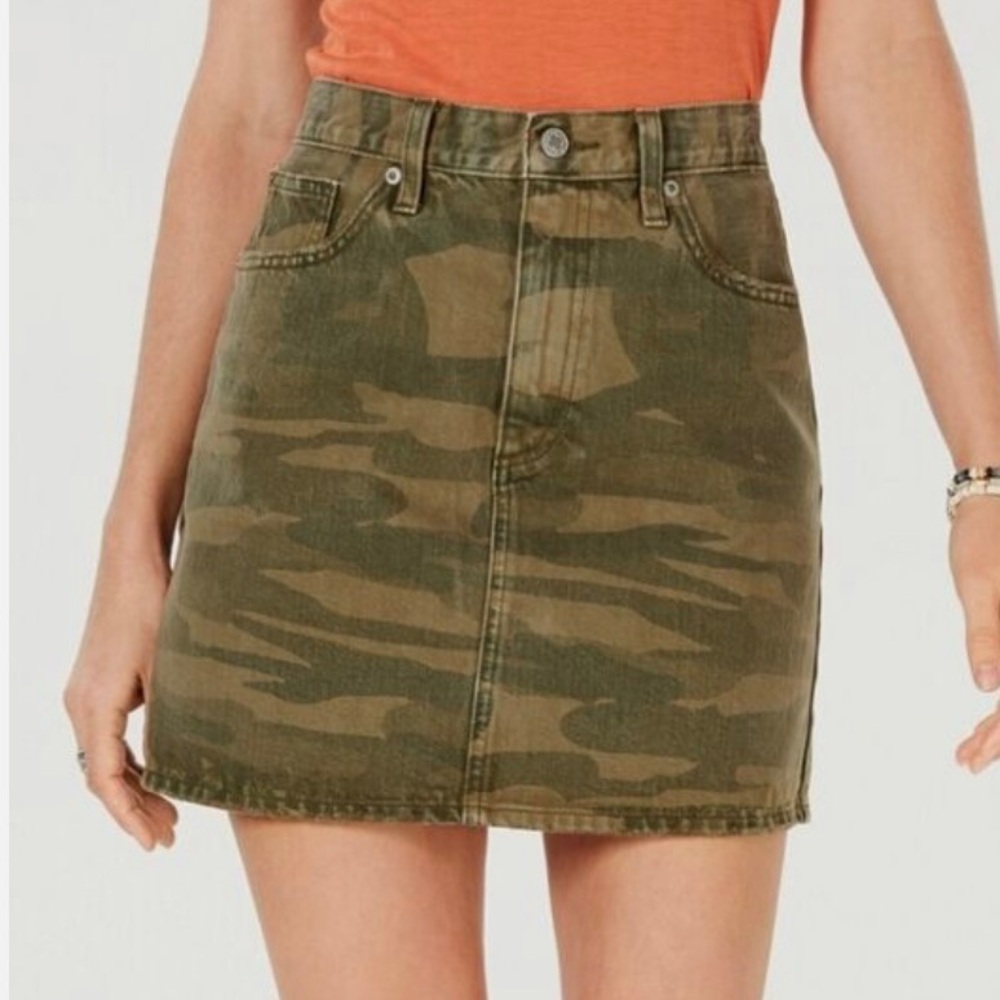 NWT Lucky Brand Old Favorite Camo Mini Skirt Raw Hem Cotton Size 12/31